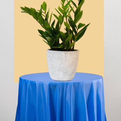 84" plastic covers in navy provided a polished and moody look for dinners.