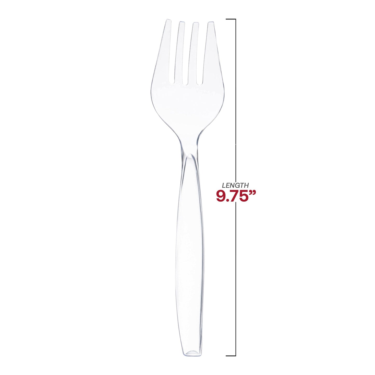 9.75-inch recyclable clear plastic serving forks, convenient for catering and easy disposal, pack of 150.
