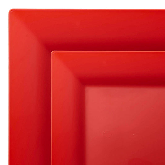 Add a bold touch to your table with this Red Square Plastic Plates Dinnerware Set, featuring a sleek square design