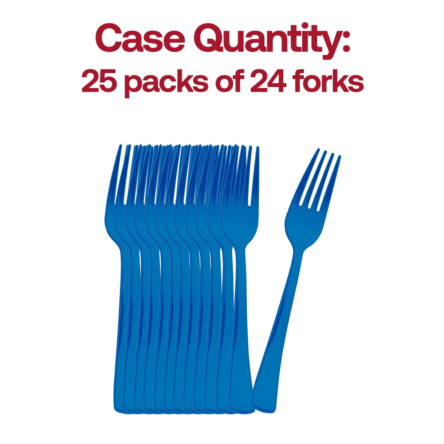 Add cheerful color to your table setup with these blue forks, designed for easy cleanup