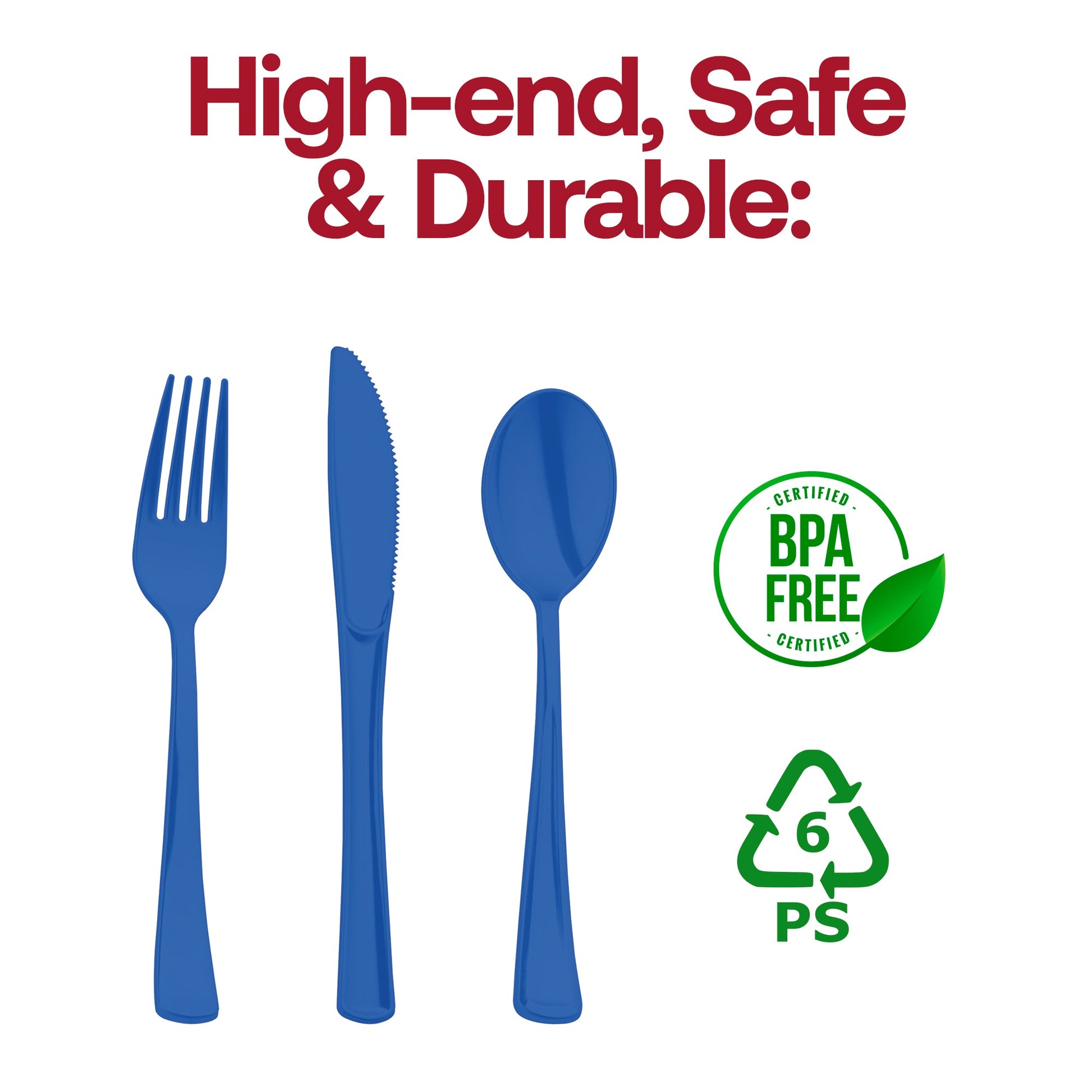 BPA-free plastic cutlery in blue is perfect for festive occasions or everyday events
