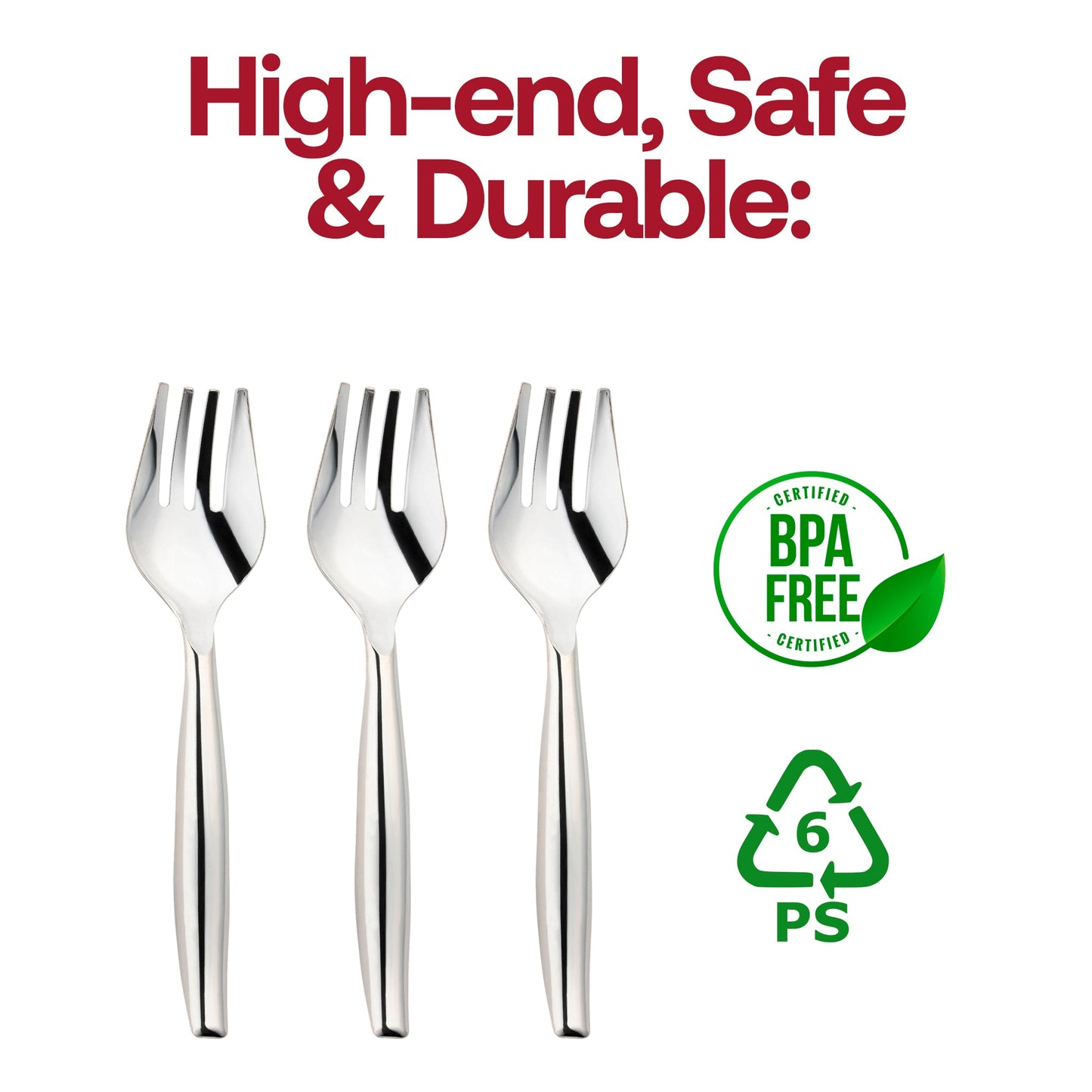 BPA-free silver plastic serving forks, durable and safe for food service