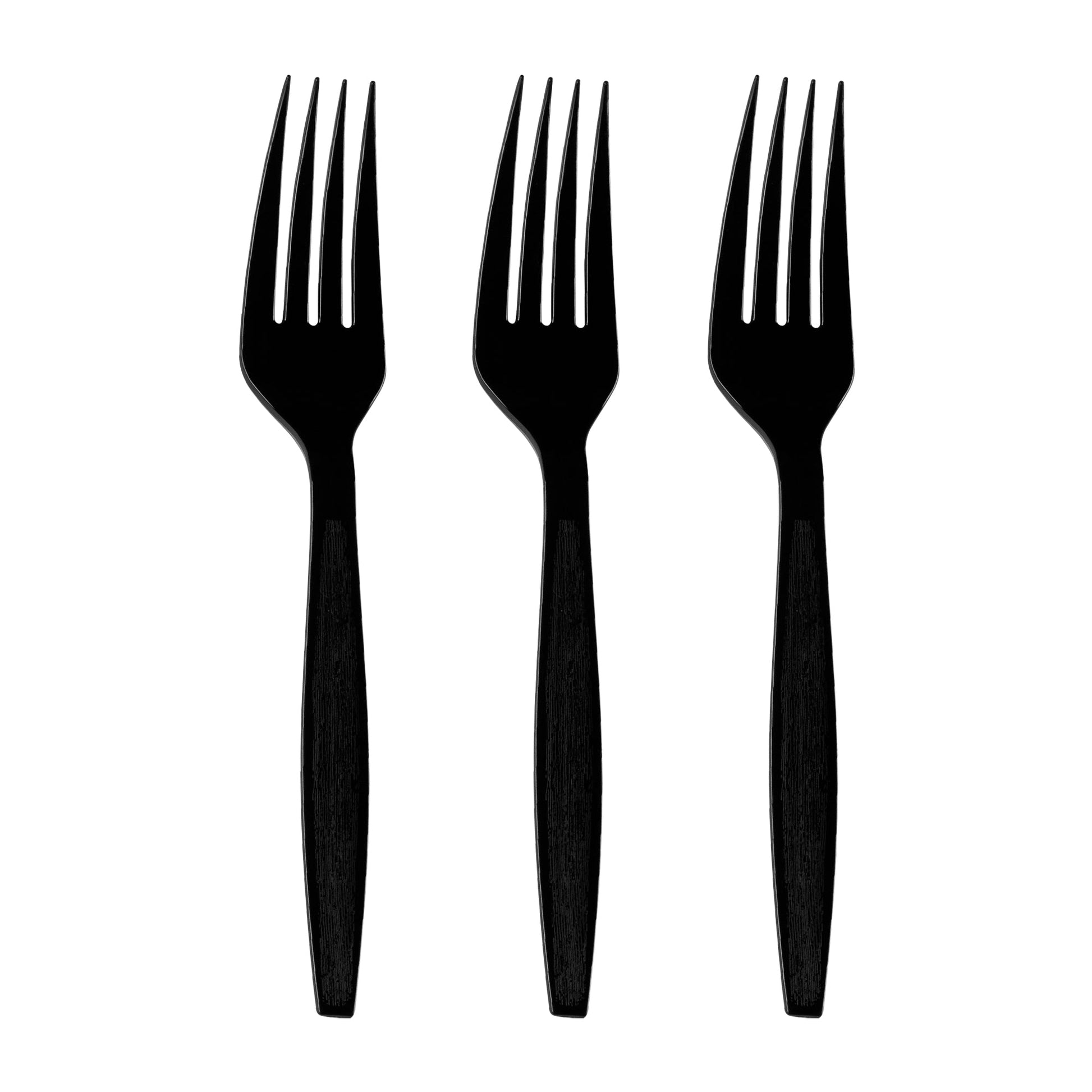 Black plastic forks in a bulk 1,000-count pack, 7-inch disposable utensils for large gatherings