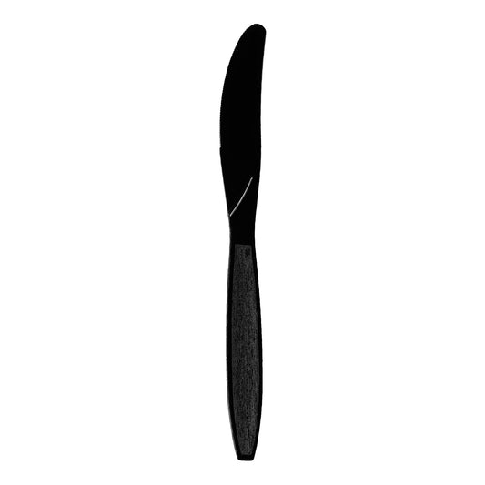 Black plastic knives, adding a sophisticated touch to weddings, banquets, and formal dinners