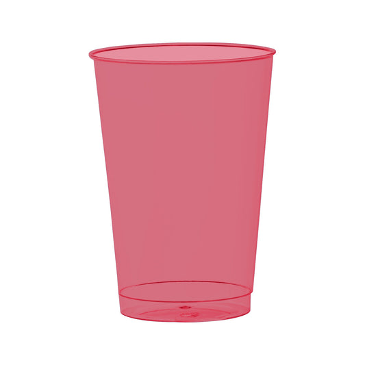 Bold and festive, these 12 oz. clear red plastic cups are great for parties, tailgates, and casual gatherings