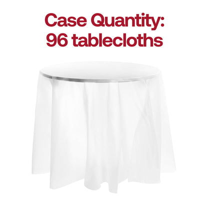 Bulk pack of 96 clear round plastic tablecloths, 84", versatile and practical for large gatherings and catering events