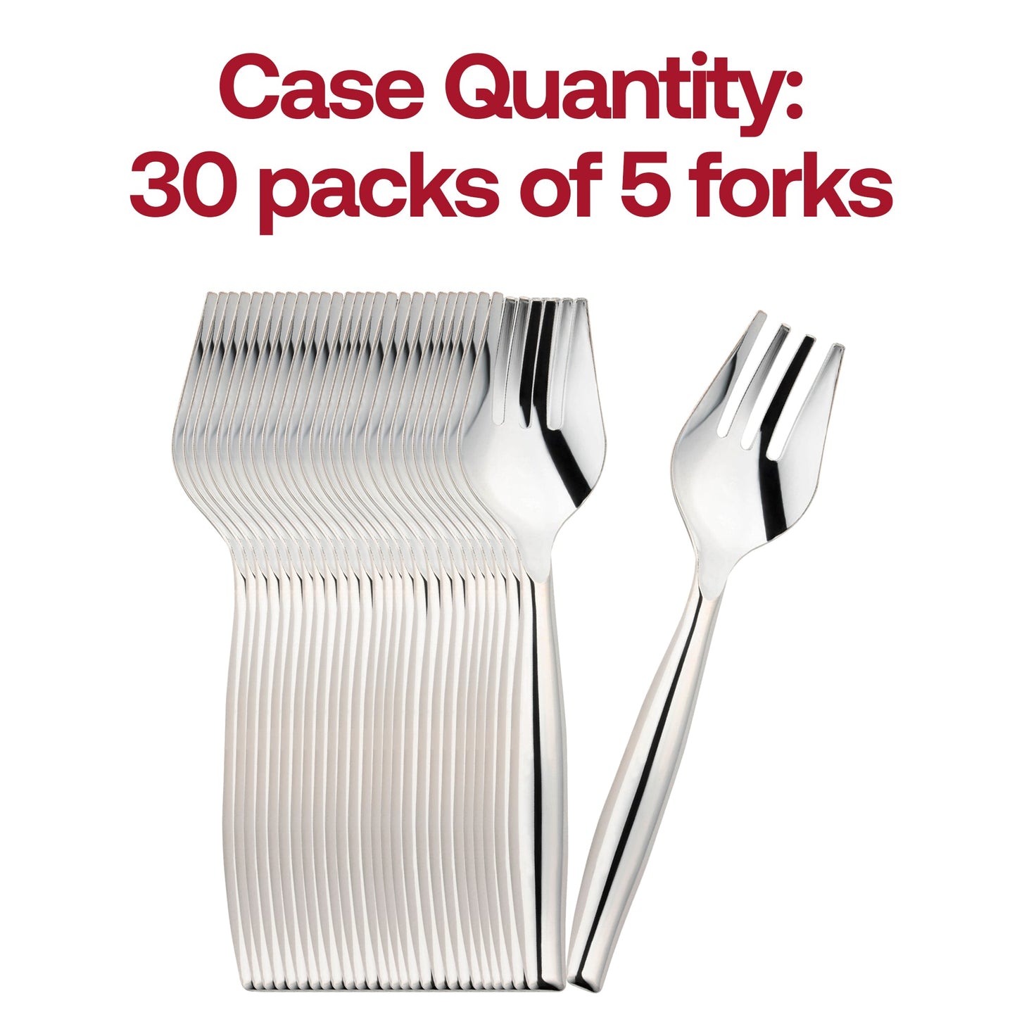 Case of 150 silver disposable plastic serving forks, perfect for events and professional use