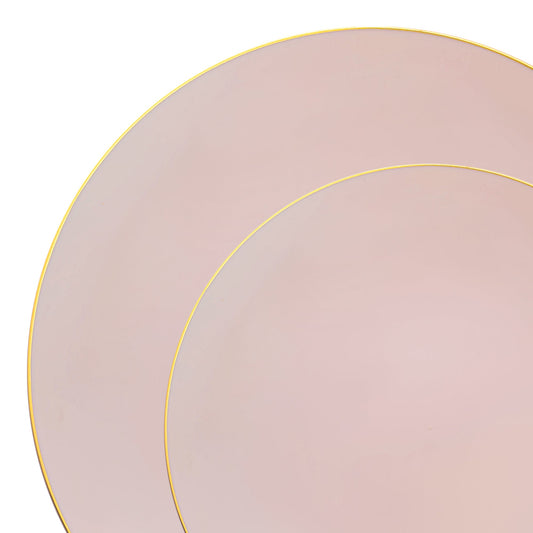 Chic Pink Disposable Plates with Gold Accents for a Beautiful Dining Experience
