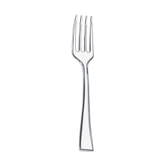 Clear mini plastic disposable tasting forks, 4 inches long, case of 960, perfect for appetizers and desserts