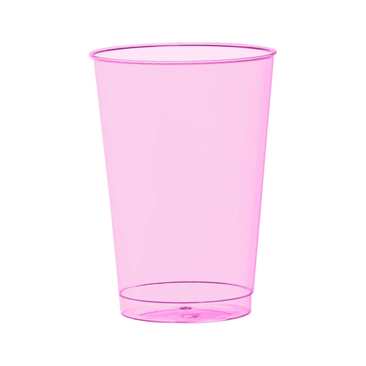 Clear pink party cups bring a fun, festive vibe to birthdays, showers, and casual gatherings
