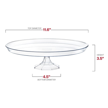Clear plastic cake stand made from BPA-free, recyclable material, suitable for eco-conscious event serving