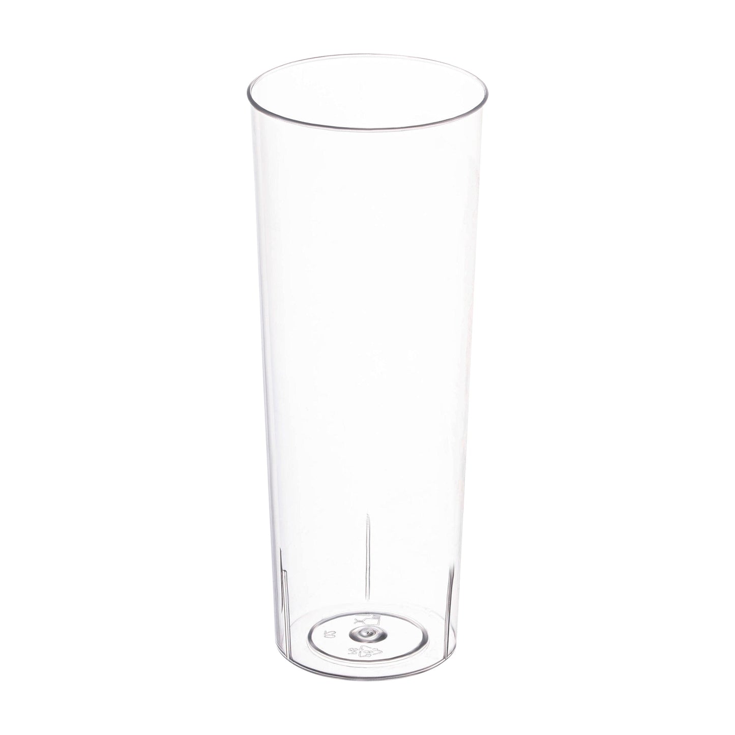 Clear plastic high ball cups with a round shape, 10 oz capacity, available in a 250-pack for large events