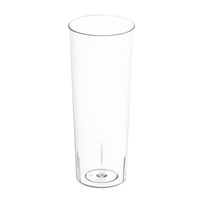 Clear plastic high ball cups with a round shape, 10 oz capacity, available in a 250-pack for large events
