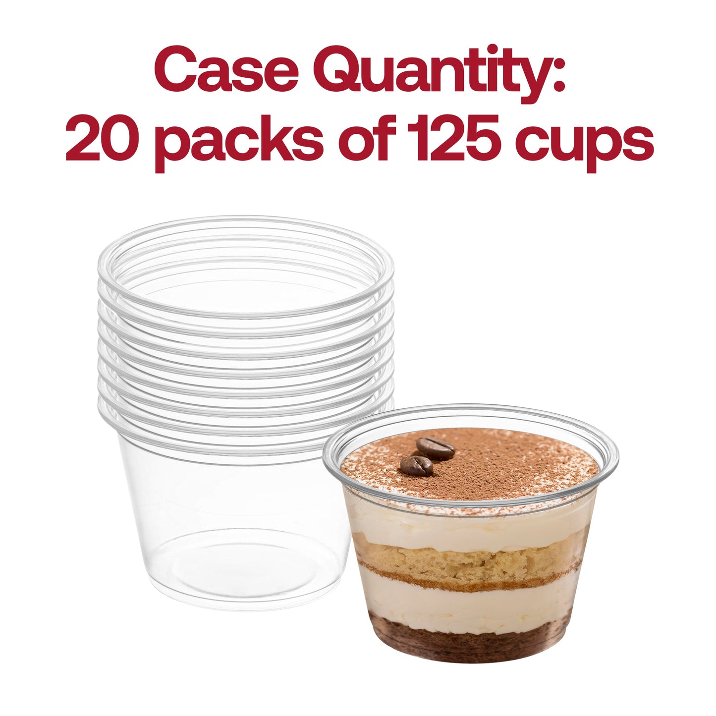 Clear plastic portion cup (5.5 oz) is ideal for pre-portioned sides in catering and food prep stations