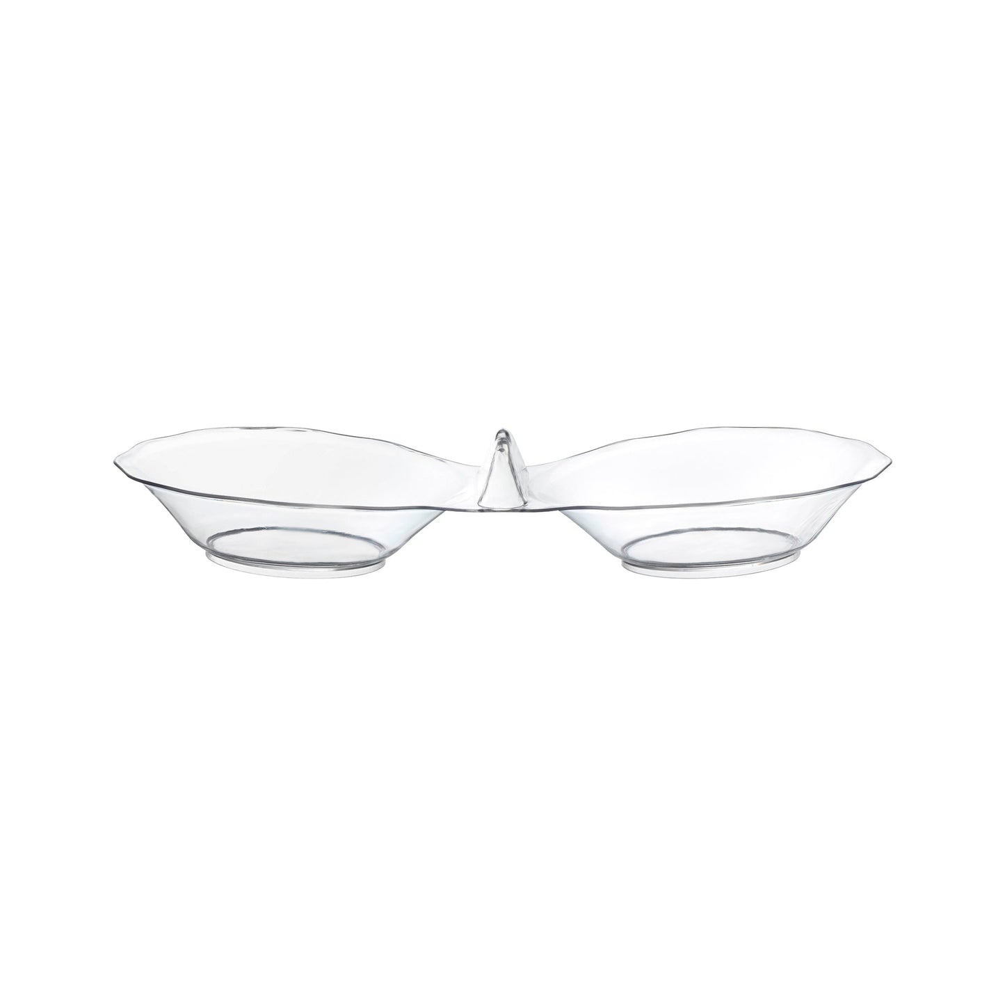 Clear round 2-hole mini plastic candy bowls, 2.75" diameter, perfect for serving candies or small treats, 288 bowls per case.