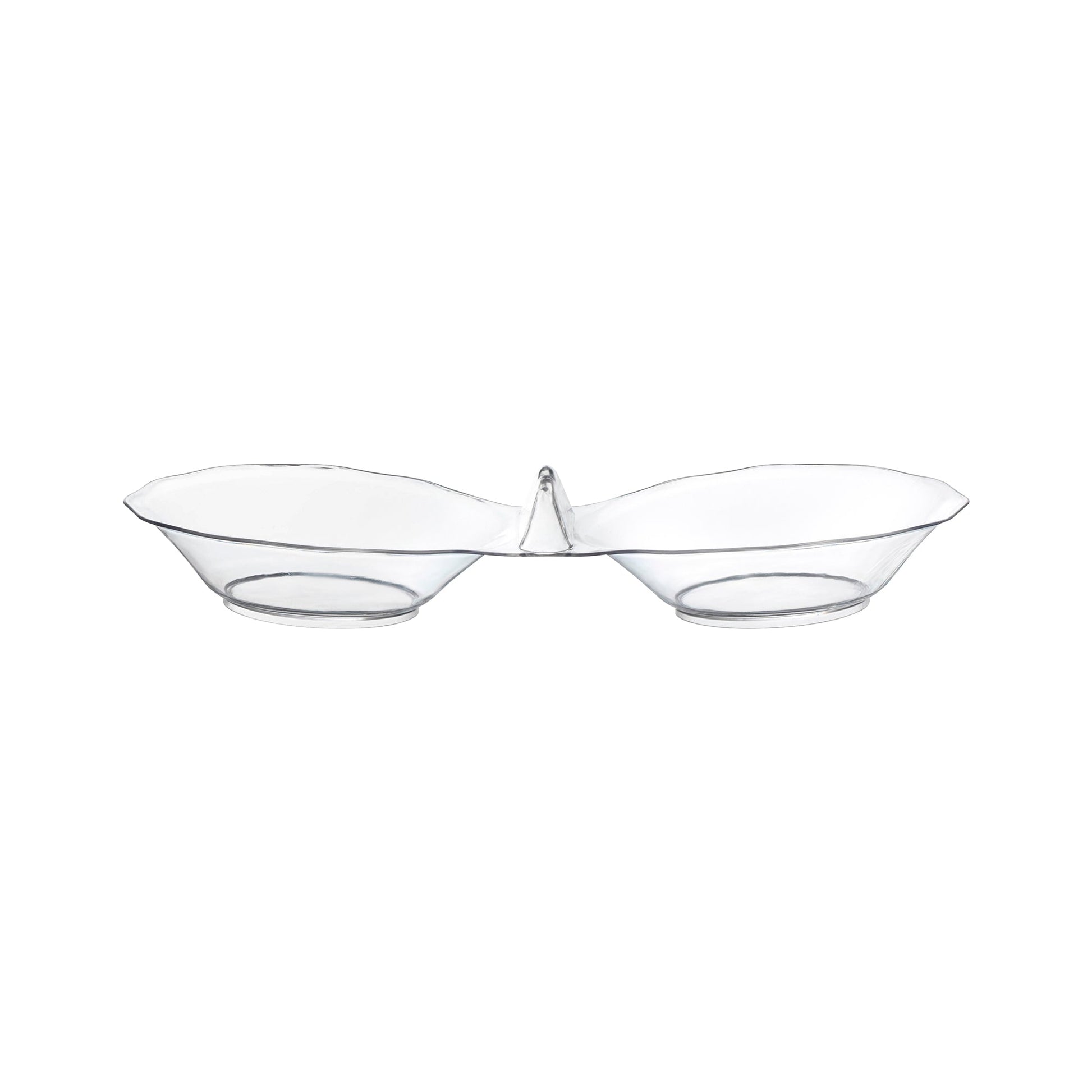 Clear round 2-hole mini plastic candy bowls, 2.75" diameter, perfect for serving candies or small treats, 288 bowls per case.
