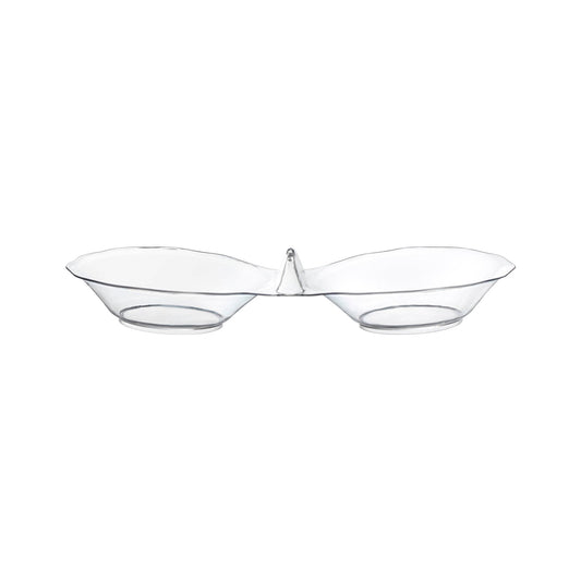 Clear round 2-hole mini plastic candy bowls, 2.75" diameter, perfect for serving candies or small treats, 288 bowls per case.