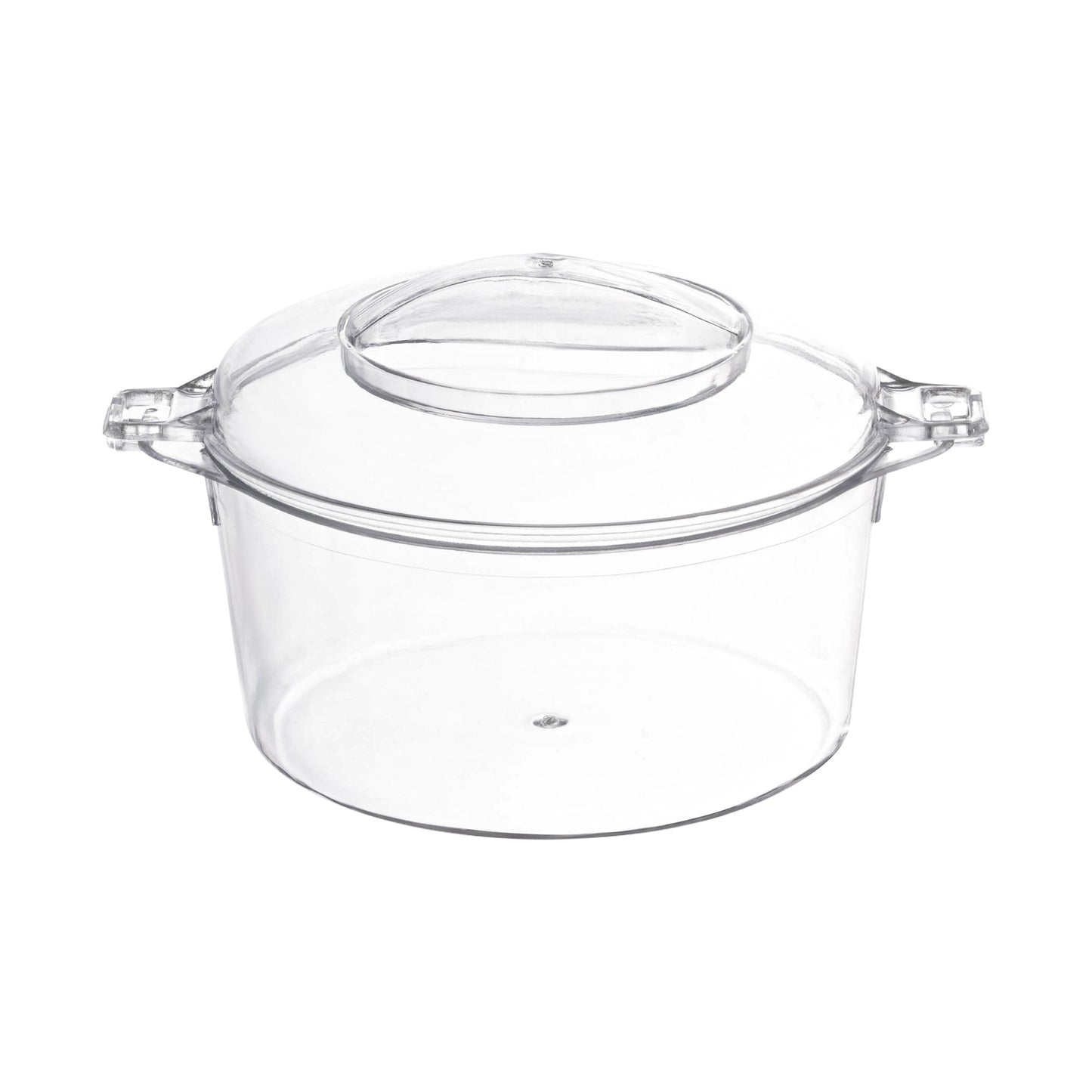 Clear round disposable plastic mini dessert pots, 3.25" diameter, 3.4 oz capacity, ideal for serving desserts, 288 pots per case.