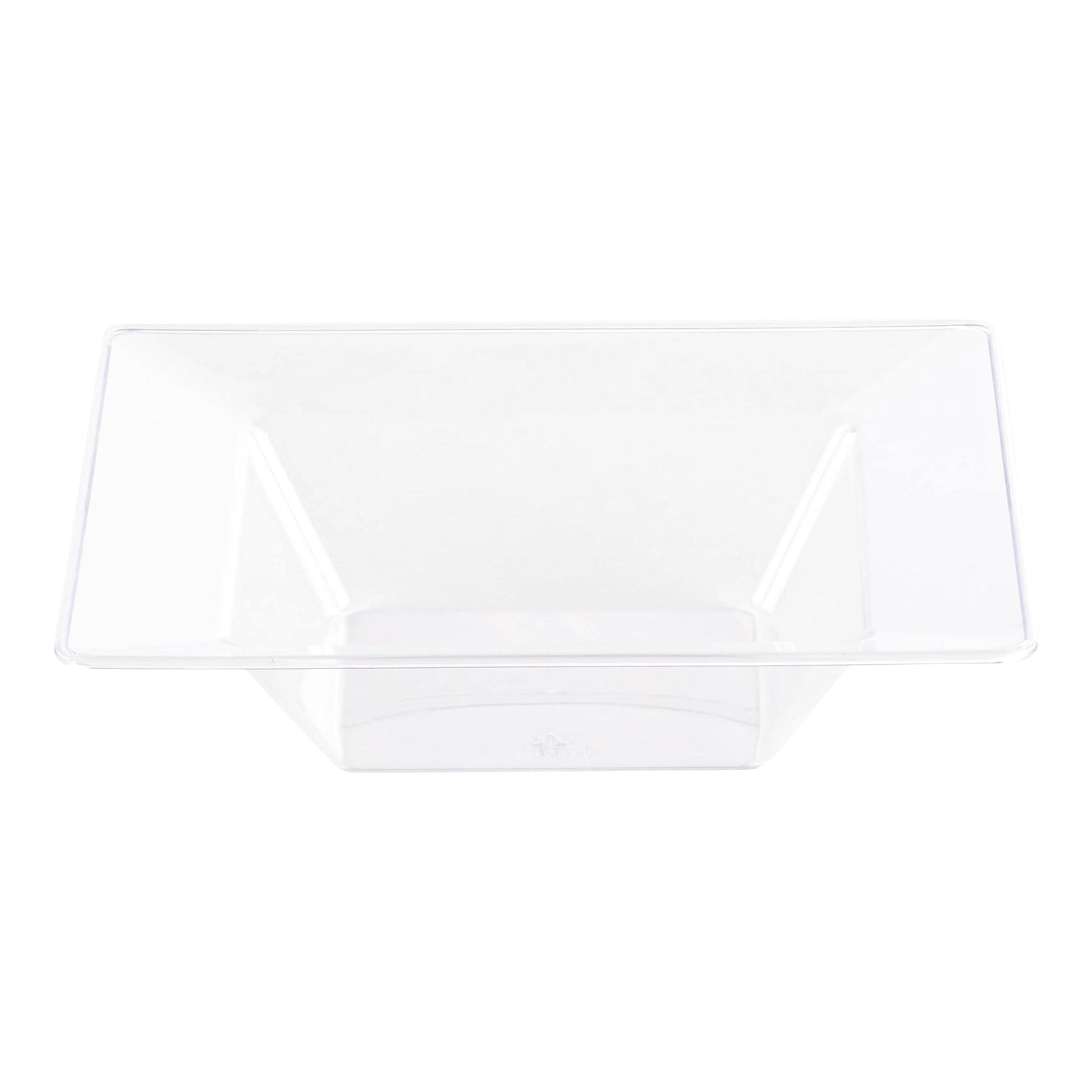 Clear square plastic dessert bowls, 5 oz capacity, sold in a pack of 120