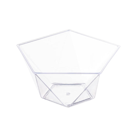 Clear star pentagon disposable plastic dessert cups, 3.25" x 3.25", 3.5 oz capacity, perfect for serving desserts, 288 cups per case.