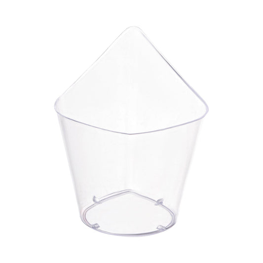 Clear teardrop disposable plastic cups, 3.75" x 2.5", 4 oz capacity, perfect for serving beverages or desserts, 288 cups per case.