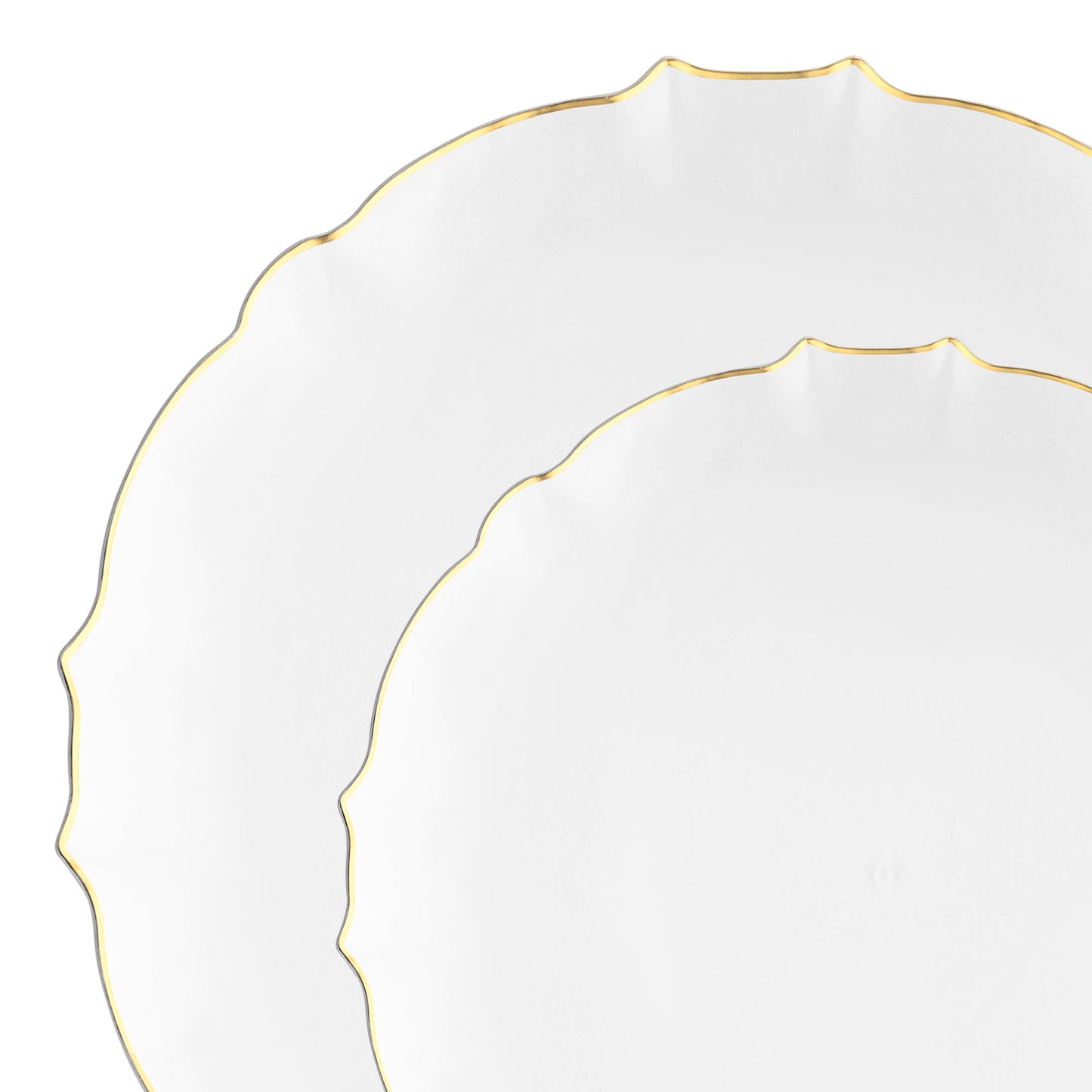 Clear with Gold Rim Round Lotus Dinnerware Set combines delicate transparency with a regal gold touch for elegant dining