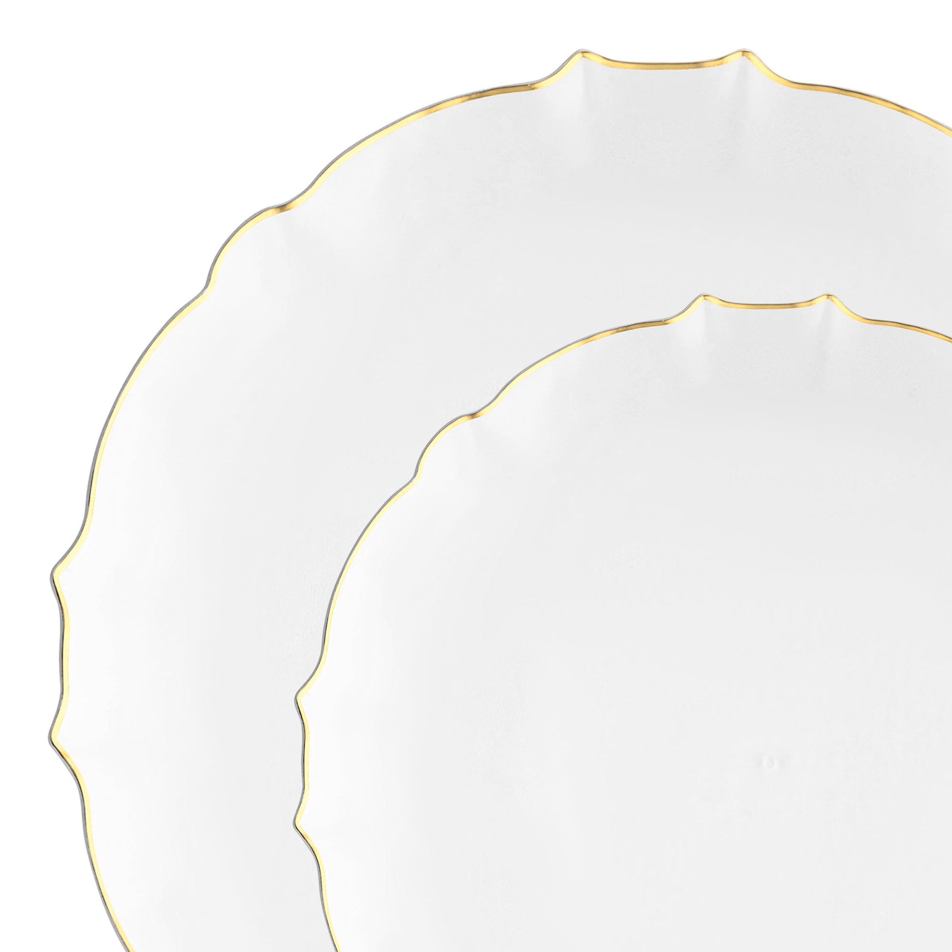 Clear with Gold Rim Round Lotus Dinnerware Set combines delicate transparency with a regal gold touch for elegant dining