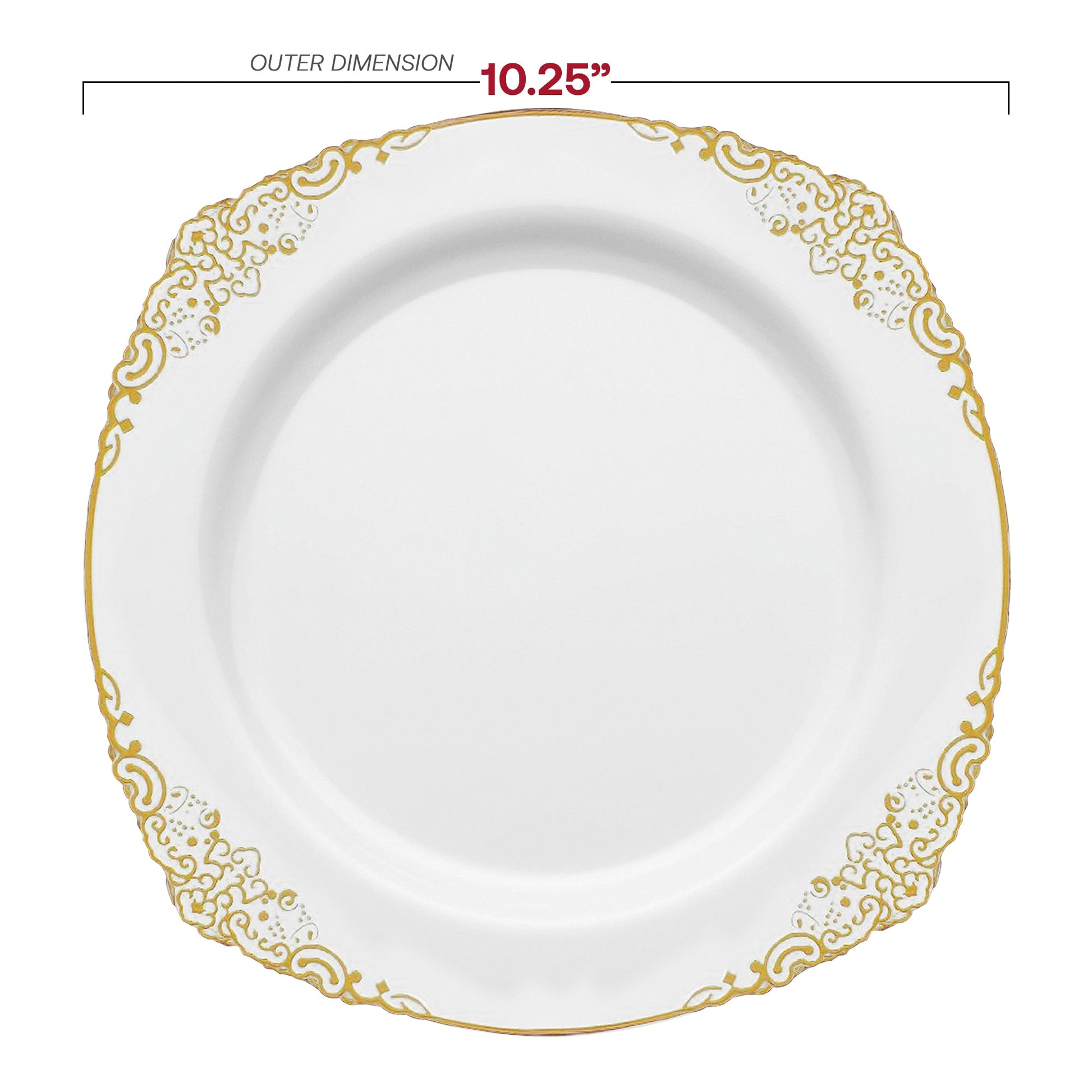 Designed from BPA-free, recyclable plastic, this white and gold set blends eco-consciousness with sophistication
