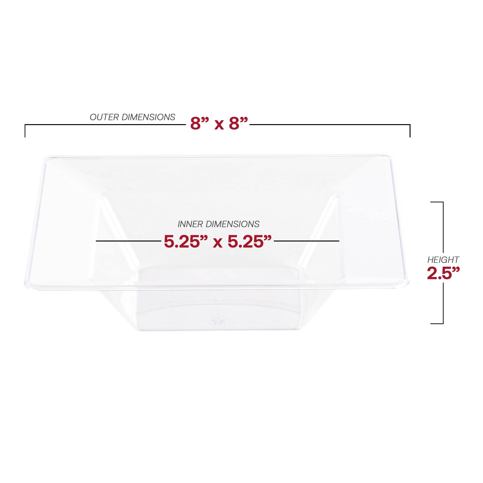 Disposable Clear Square Plastic Soup Bowls - 120 pack