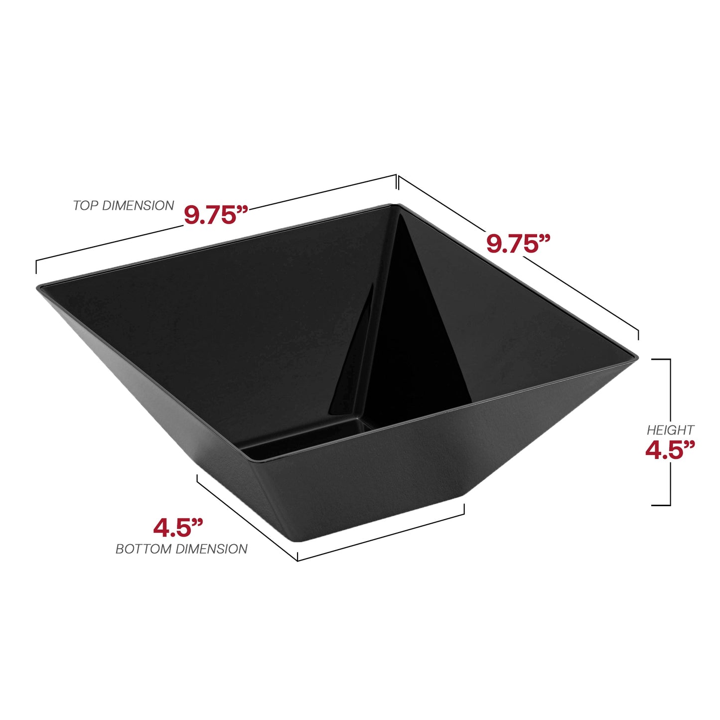 Disposable black plastic serving bowl, BPA-free and safe for serving at parties and catered events