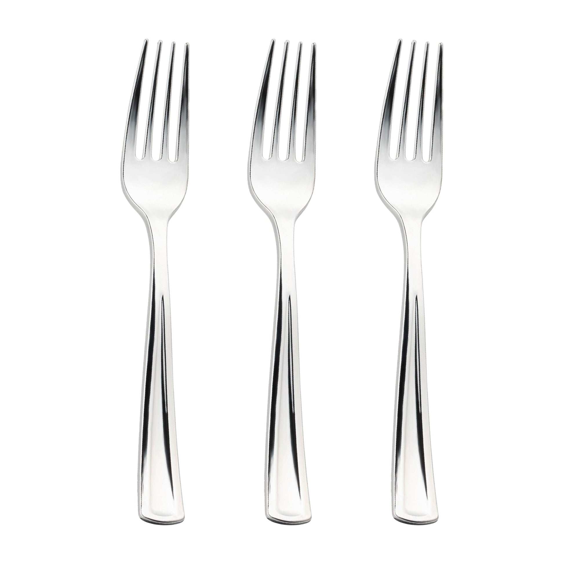 Disposable silver plastic forks, 7.25 inches, pack of 600, ideal for catering, weddings, and parties