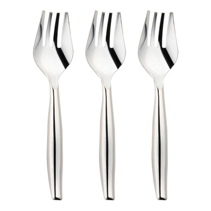 Durable and disposable 9.75-inch silver plastic serving forks for convenient food service