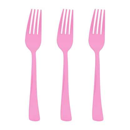 Durable pink forks designed for effortless serving at birthdays or bridal showers