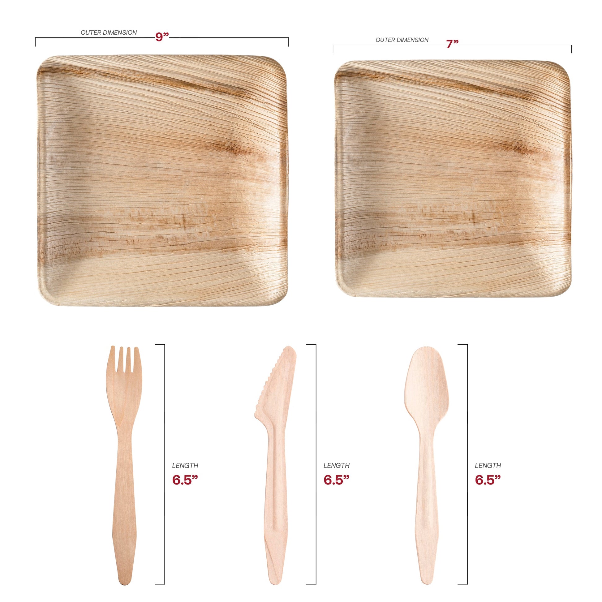 Eco-friendly and biodegradable, the Square Palm Leaf Wedding Value Set offers a sustainable event solution