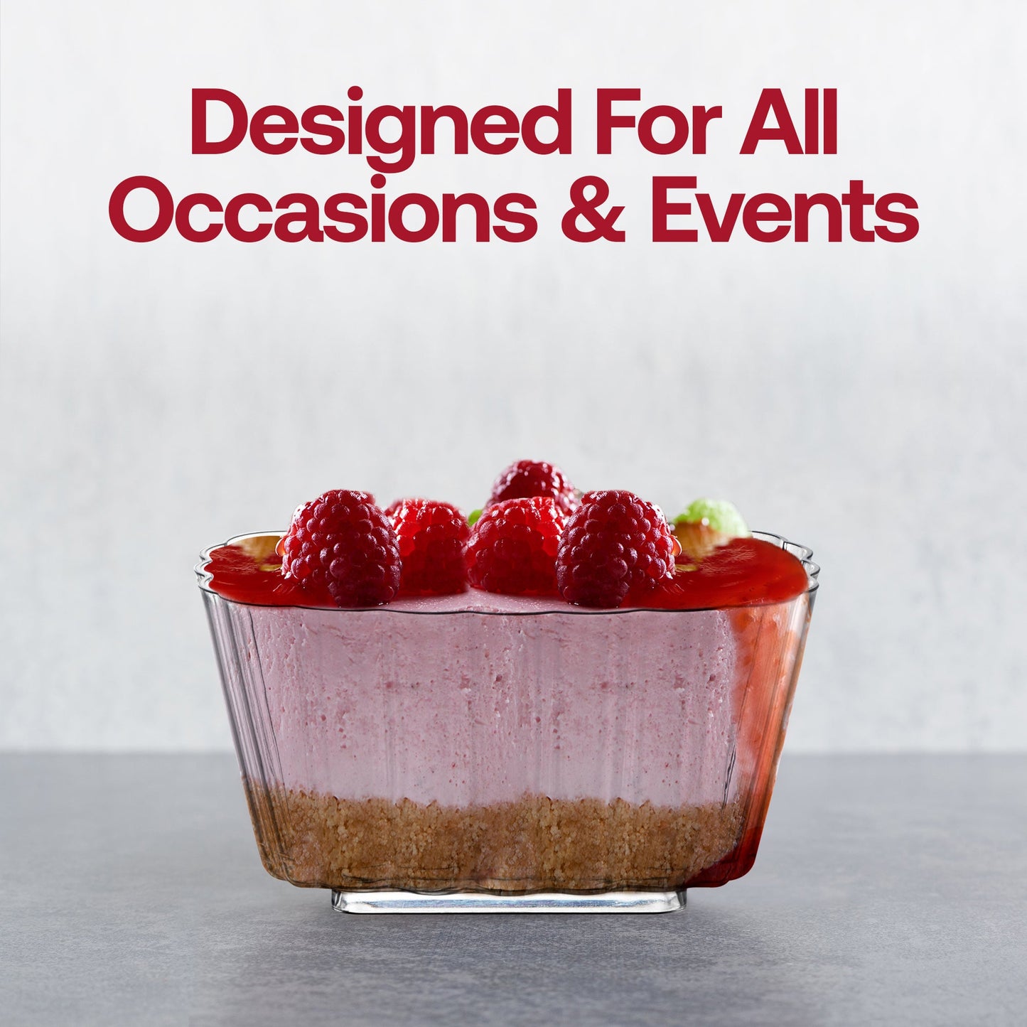 Eco-friendly clear fluted pudding cups, 5.5 oz capacity, 3.5" x 3.5" size, perfect for serving desserts at eco-conscious events, 288-count.