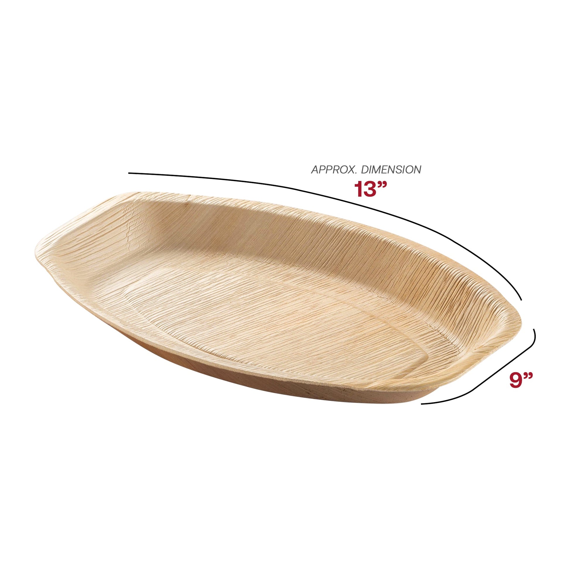 Eco-friendly oval tray made from natural palm leaf, disposable, biodegradable, and recyclable for sustainable use