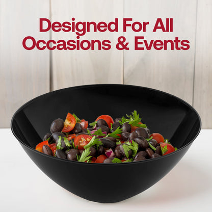 Elegant 100 oz. solid black disposable bowls, round shape, set of 24