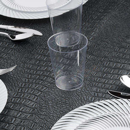Elegant 10 oz clear round plastic cups, ideal for weddings, parties, and formal events, sold in a convenient 500-pack.