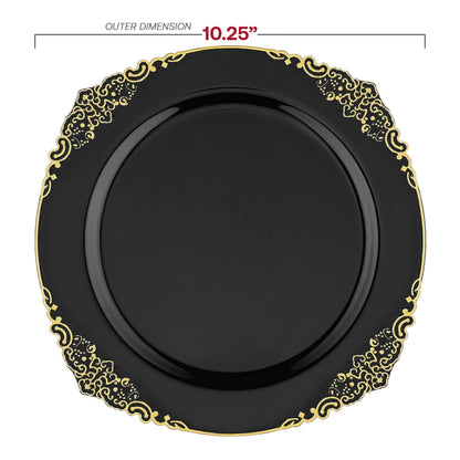 Elegant and BPA-free, the Black with Gold Fancy Round Set is made from recyclable plastic for safe use