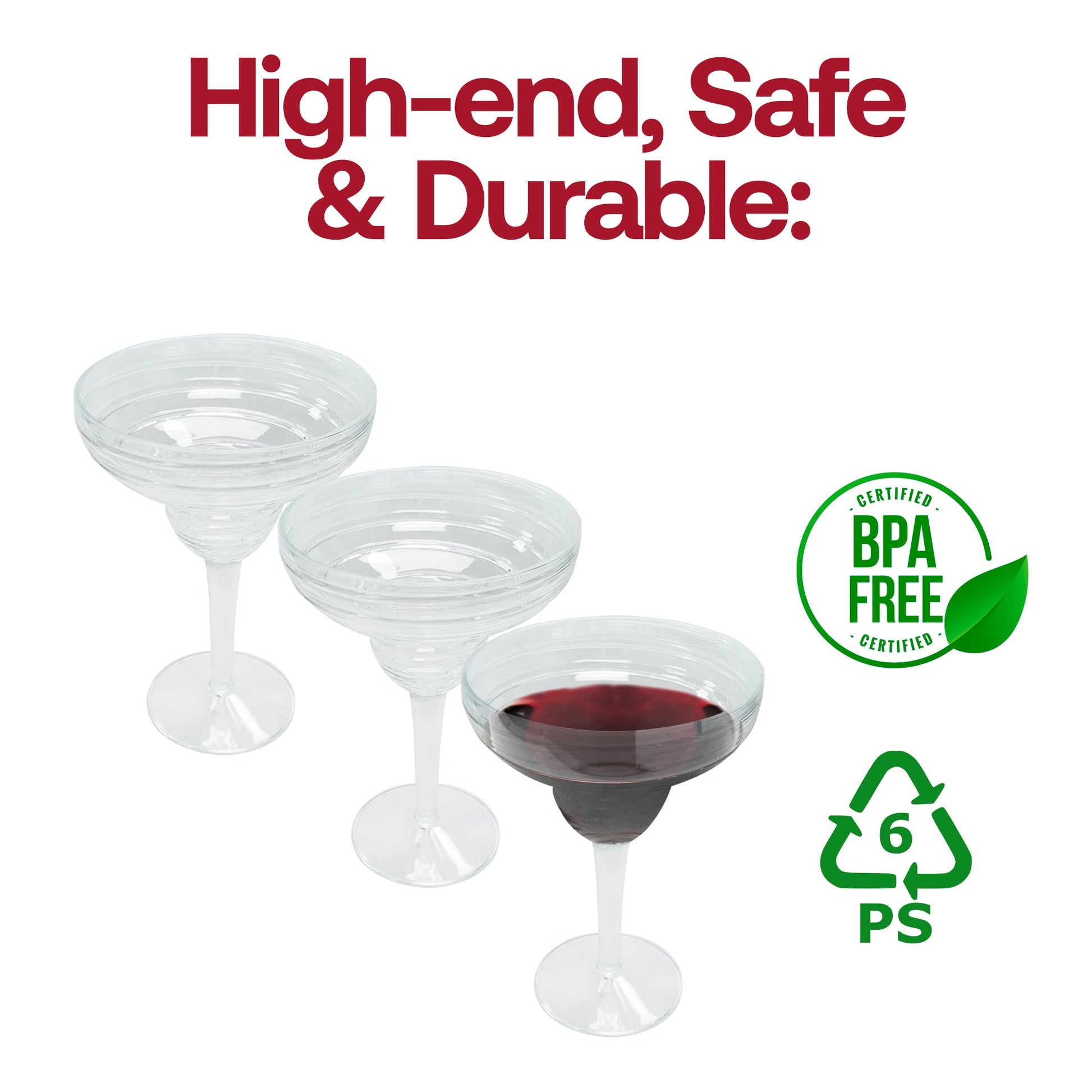 Elegant bar setup featuring the Clear Spiral Margarita Plastic Goblets, ideal for lively weddings and drink stations
