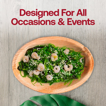 Elegant buffet display styled with Oval Palm Leaf Eco Friendly Bowls, offering a clean, earthy look for upscale events
