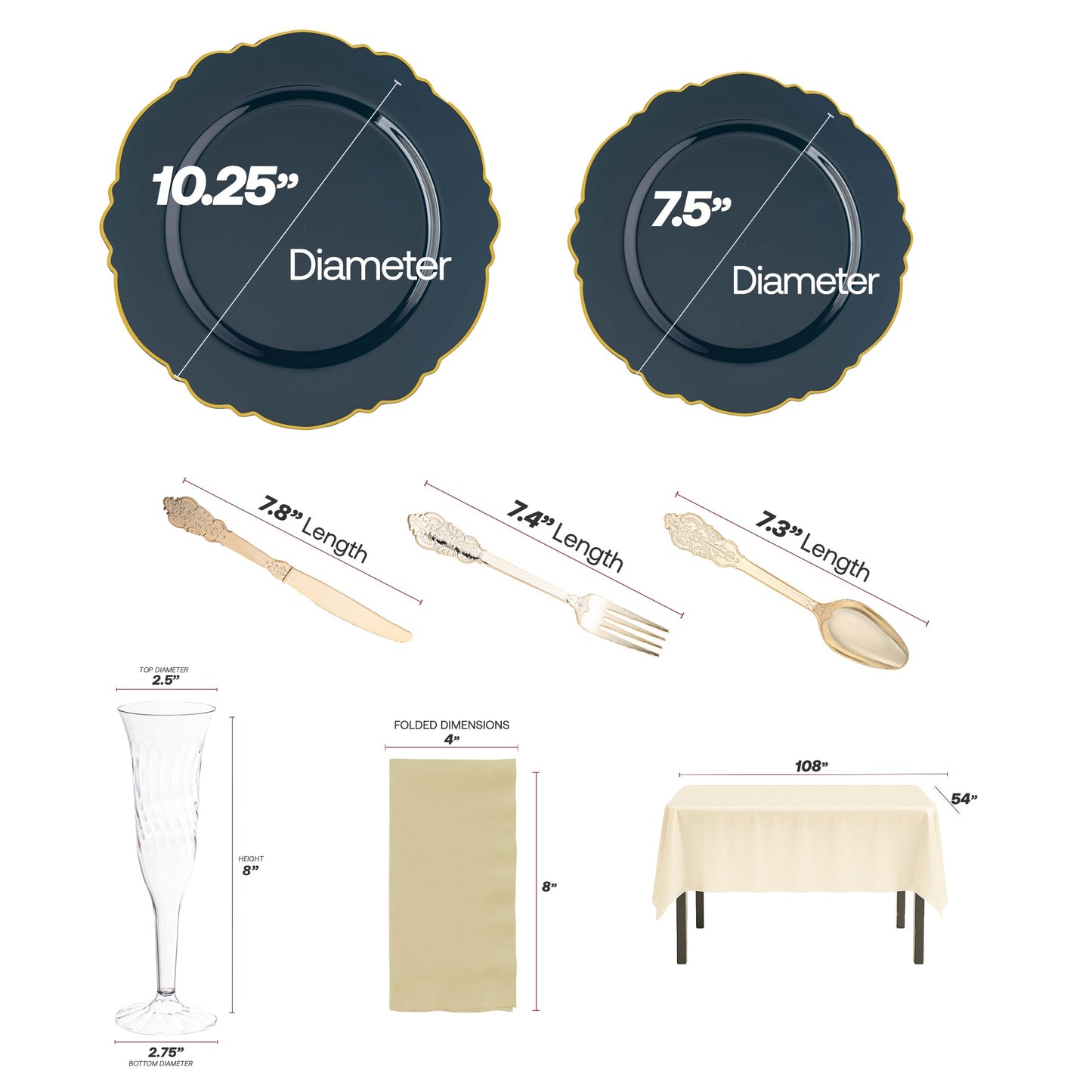 Elegant gold cutlery and champagne flutes from the Resting Grinch Face Set used during dinner.