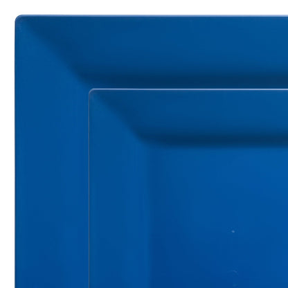 Enhance your dining experience with this Midnight Blue Square Plastic Dinnerware Set, featuring sleek square plates in a rich midnight blue hue
