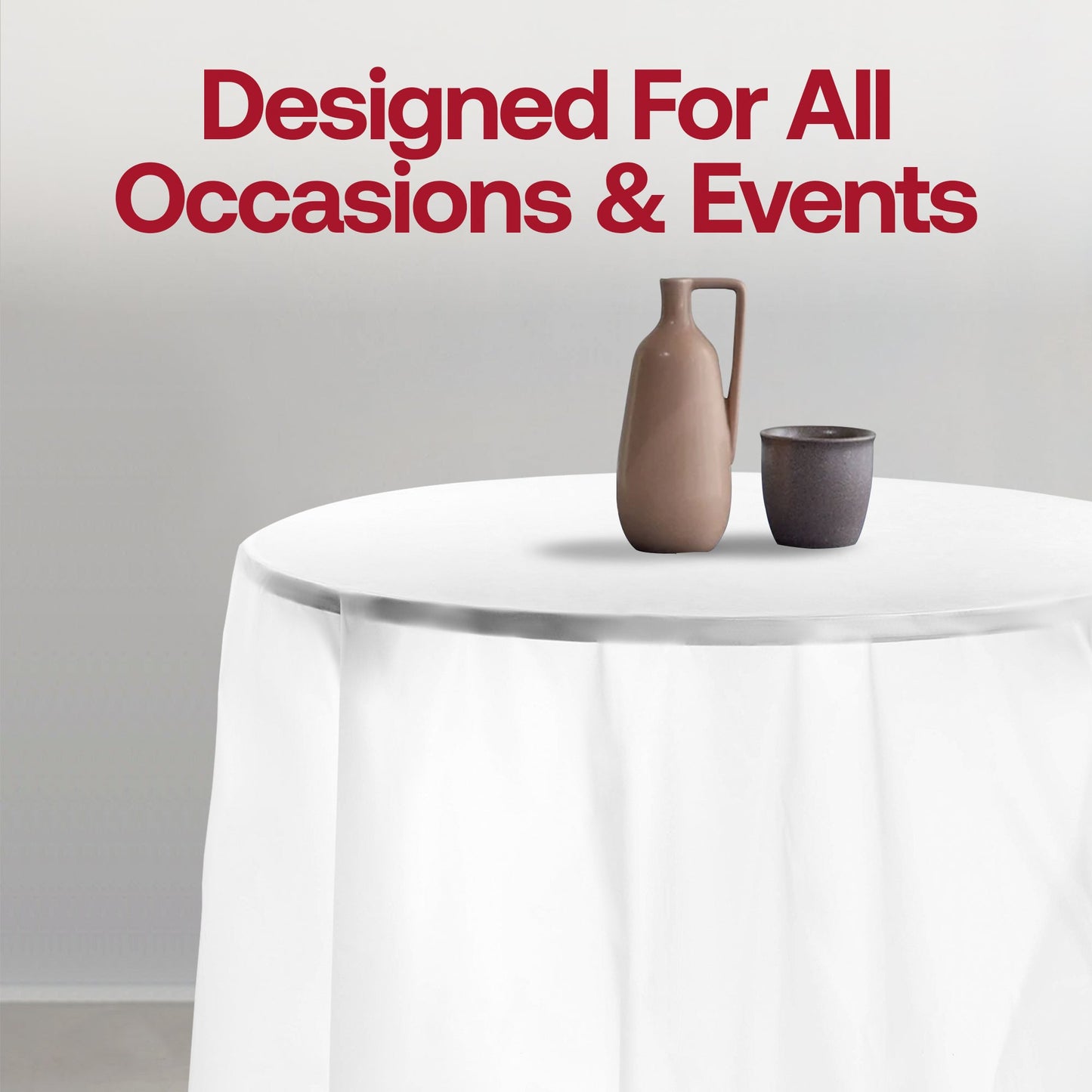 Fancy clear round disposable tablecloth, 84", sleek and stylish, ideal for upscale parties, weddings, and celebrations