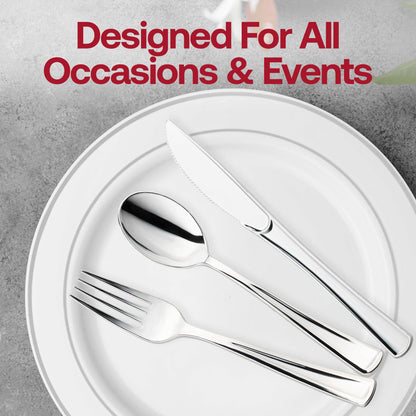 Fancy disposable metallic silver plastic forks, 7.25 inches, pack of 600, perfect for special events