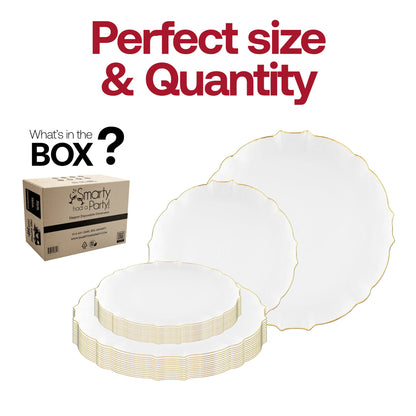 Featuring a 10.25-inch diameter, the Clear Gold Rim Lotus Dinner Plate elevates any meal with its graceful, round shape