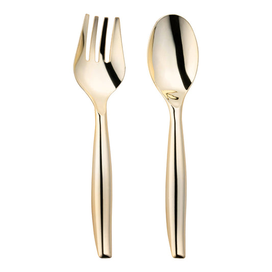 Gold disposable plastic serving flatware set, 9.75 inches, pack of 60, elegant and durable for special events