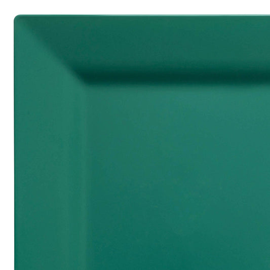 Hunter green square plastic cake plates, 6.5-inch diameter