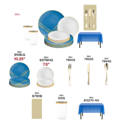 Impress your guests with a regal blue and gold party setup that handles every meal with flair.