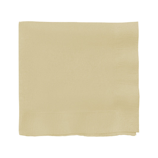 Ivory paper cocktail napkins, 10" x 10", soft, absorbent, and stylish, ideal for serving drinks and appetizers.